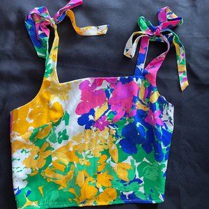 Sugarlip Tie Shoulder Tie Crop Top